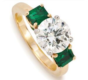 Beautiful Diamond Ring with Emeralds