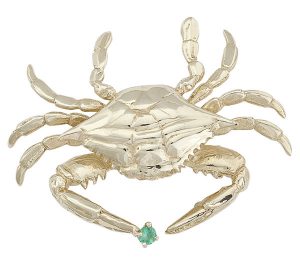 Hand-crafted Crab Pin in 18k Yellow Gold