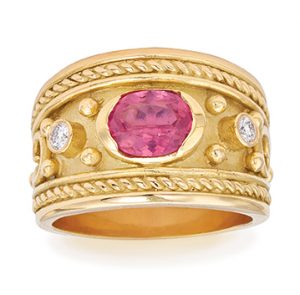 Spinel and Diamond Byzantine Ring