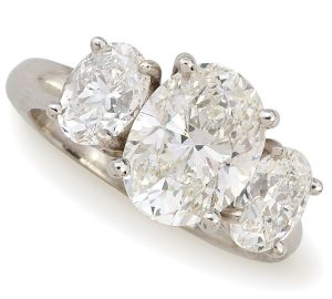 Stunning Three Diamond Ring in Platinum