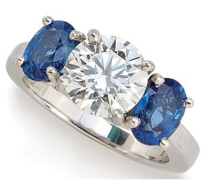 Superb Diamond and Sapphire Ring in Platinum